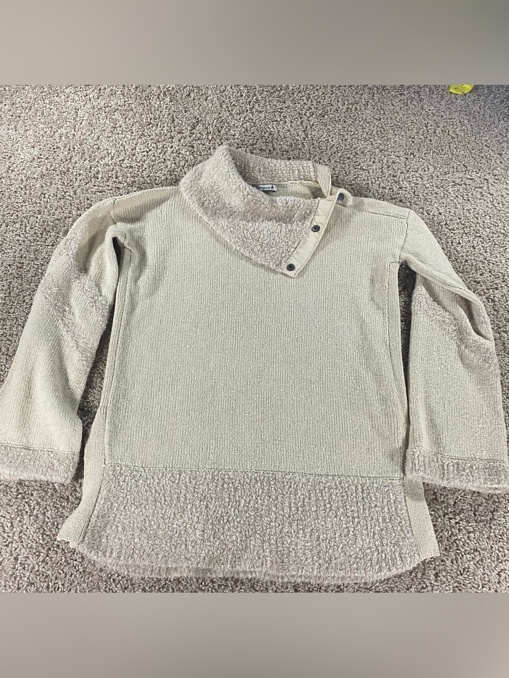 Smartwool Women Funnel Neck Sweater Sz XS Lodge Cream Wool Blend Cozy Lodge